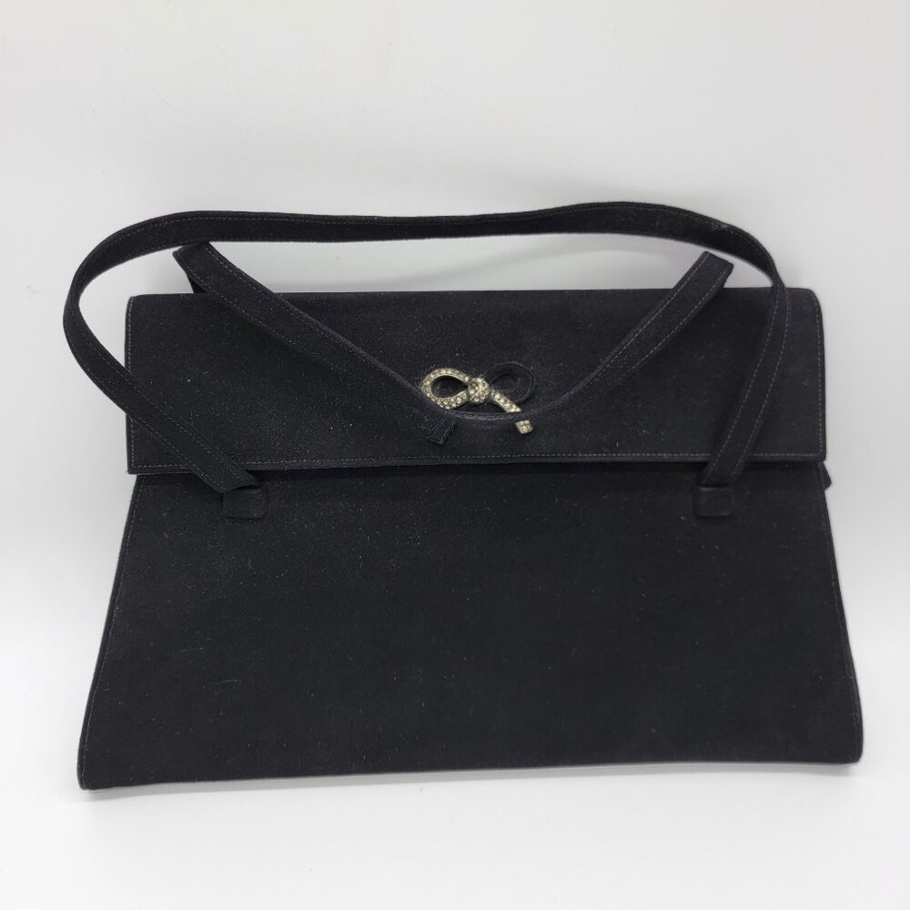 VINTAGE‎ I. MILLER BEAUTIFUL BAGS BERNALL BLACK FELT BAG HANDBAG PURSE BOW